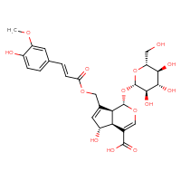 Chemical structure of (1S,4aS,5R,7aS)-5-hydroxy-7-({[(2E)-3-(4-hydroxy-3-methoxyphenyl)prop-2-enoyl]oxy}methyl)-1-{[(2S,3R,4S,5S,6R)-3,4,5-trihydroxy-6-(hydroxymethyl)oxan-2-yl]oxy}-1H,4aH,5H,7aH-cyclopenta[c]pyran-4-carboxylic acid - CSSB09881015896