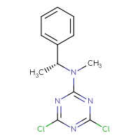 Chemical structure of 4,6-dichloro-N-methyl-N-[(1R)-1-phenylethyl]-1,3,5-triazin-2-amine - CSSB21332147311