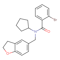 Chemical structure of 2-bromo-N-cyclopentyl-N-[(2,3-dihydro-1-benzofuran-5-yl)methyl]benzamide - CSSB00421554955