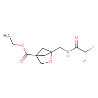 Chemical structure of ethyl 1-[(2-chloro-2-fluoroacetamido)methyl]-2-oxabicyclo[2.1.1]hexane-4-carboxylate - CSSB21332075088
