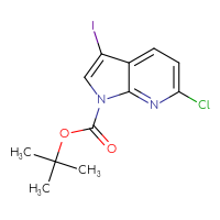 Chemical structure of tert-butyl 6-chloro-3-iodo-1H-pyrrolo[2,3-b]pyridine-1-carboxylate - CSSB02517443658