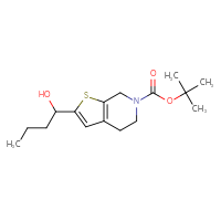 Chemical structure of tert-butyl 2-(1-hydroxybutyl)-4H,5H,6H,7H-thieno[2,3-c]pyridine-6-carboxylate - CSSB14998084085