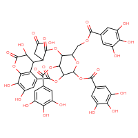 Chemical structure of 2-[13,17,18-trihydroxy-2,10,14-trioxo-5,21-bis(3,4,5-trihydroxybenzoyloxy)-7-[(3,4,5-trihydroxybenzoyloxy)methyl]-3,6,9,15-tetraoxatetracyclo[10.7.1.1⁴,⁸.0¹⁶,²⁰]henicosa-1(19),16(20),17-trien-11-yl]acetic acid - CSSB02495362941