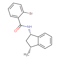 Chemical structure of 2-bromo-N-[(1S,3R)-3-methyl-2,3-dihydro-1H-inden-1-yl]benzamide - CSSB14856506496