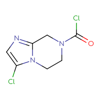 Chemical structure of 3-chloro-5H,6H,7H,8H-imidazo[1,2-a]pyrazine-7-carbonyl chloride - CSSB14959847516