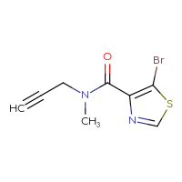 Chemical structure of 5-bromo-N-methyl-N-(prop-2-yn-1-yl)-1,3-thiazole-4-carboxamide - CSSB00022634400
