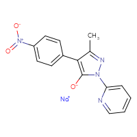 Chemical structure of sodium 3-methyl-4-(4-nitrophenyl)-1-(pyridin-2-yl)-1H-pyrazol-5-olate - CSSB02515434210