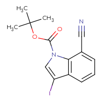 Chemical structure of tert-butyl 7-cyano-3-iodo-1H-indole-1-carboxylate - CSSB21332147760