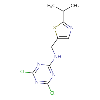 Chemical structure of 4,6-dichloro-N-{[2-(propan-2-yl)-1,3-thiazol-5-yl]methyl}-1,3,5-triazin-2-amine - CSSB02182154418