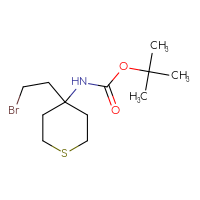 Chemical structure of tert-butyl N-[4-(2-bromoethyl)thian-4-yl]carbamate - CSSB00025001462