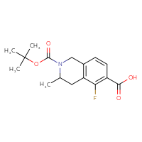 Chemical structure of 2-[(tert-butoxy)carbonyl]-5-fluoro-3-methyl-1,2,3,4-tetrahydroisoquinoline-6-carboxylic acid - CSSB14948340958