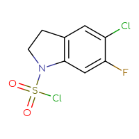 Chemical structure of 5-chloro-6-fluoro-2,3-dihydro-1H-indole-1-sulfonyl chloride - CSSB03554430399