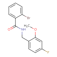 Chemical structure of 2-bromo-N-[(4-fluoro-2-methoxyphenyl)methyl]benzamide - CSSB01550980029