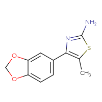 Chemical structure of 4-(2H-1,3-benzodioxol-5-yl)-5-methyl-1,3-thiazol-2-amine - CSSB00010214414