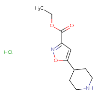 Chemical structure of ethyl 5-(piperidin-4-yl)-1,2-oxazole-3-carboxylate hydrochloride - CSSB14873767340