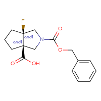 Chemical structure of rac-(3aR,6aS)-2-[(benzyloxy)carbonyl]-6a-fluoro-octahydrocyclopenta[c]pyrrole-3a-carboxylic acid - CSSB20620675129