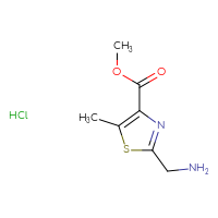 Chemical structure of methyl 2-(aminomethyl)-5-methyl-1,3-thiazole-4-carboxylate hydrochloride - CSSB14873766811
