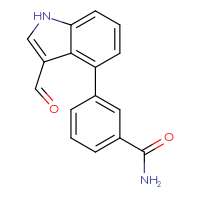 Chemical structure of 3-(3-formyl-1H-indol-4-yl)benzamide - CSSB06586887445