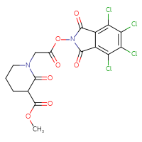 Chemical structure of methyl 2-oxo-1-{2-oxo-2-[(4,5,6,7-tetrachloro-1,3-dioxo-2,3-dihydro-1H-isoindol-2-yl)oxy]ethyl}piperidine-3-carboxylate - CSSB20270035324