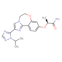 Chemical structure of (2S)-2-({4-[1-(propan-2-yl)-1H-1,2,4-triazol-5-yl]-9-oxa-3,6-diazatricyclo[8.4.0.0²,⁶]tetradeca-1(14),2,4,10,12-pentaen-12-yl}oxy)propanamide - CSSB00102462699