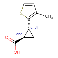 Chemical structure of rac-(1R,2R)-2-(3-methylthiophen-2-yl)cyclopropane-1-carboxylic acid - CSSB00025774073