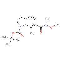 Chemical structure of tert-butyl 6-[methoxy(methyl)carbamoyl]-7-methyl-2,3-dihydro-1H-indole-1-carboxylate - CSSB21151591173