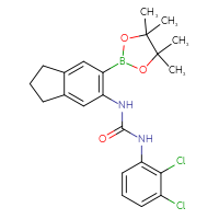 Chemical structure of 1-(2,3-dichlorophenyl)-3-[6-(4,4,5,5-tetramethyl-1,3,2-dioxaborolan-2-yl)-2,3-dihydro-1H-inden-5-yl]urea - CSSB21332129933