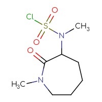 Chemical structure of N-methyl-N-(1-methyl-2-oxoazepan-3-yl)sulfamoyl chloride - CSSB14999591260
