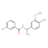 Chemical structure of 3-bromo-N-[1-(3-methoxy-4-methylphenyl)ethyl]benzamide - CSSB21432542536