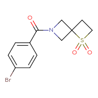 Chemical structure of 6-(4-bromobenzoyl)-1λ⁶-thia-6-azaspiro[3.3]heptane-1,1-dione - CSSB03568209180