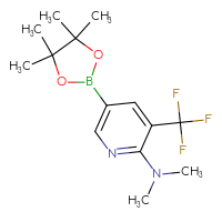 Chemical structure of N,N-dimethyl-5-(4,4,5,5-tetramethyl-1,3,2-dioxaborolan-2-yl)-3-(trifluoromethyl)pyridin-2-amine - CSSB00010083364