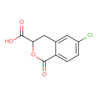 Chemical structure of 6-chloro-1-oxo-3,4-dihydro-1H-2-benzopyran-3-carboxylic acid - CSSB00010883691