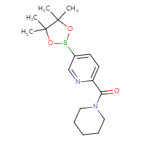 Chemical structure of 2-(piperidine-1-carbonyl)-5-(4,4,5,5-tetramethyl-1,3,2-dioxaborolan-2-yl)pyridine - CSSB00015189867