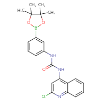 Chemical structure of 1-(2-chloroquinolin-4-yl)-3-[3-(4,4,5,5-tetramethyl-1,3,2-dioxaborolan-2-yl)phenyl]urea - CSSB21332141873