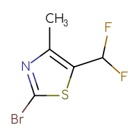 Chemical structure of 2-bromo-5-(difluoromethyl)-4-methyl-1,3-thiazole - CSSB00021598831