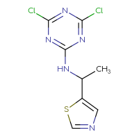 Chemical structure of 4,6-dichloro-N-[1-(1,3-thiazol-5-yl)ethyl]-1,3,5-triazin-2-amine - CSSB00121999174