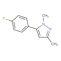 Chemical structure of 5-(4-fluorophenyl)-1,3-dimethyl-1H-pyrazole - CSSB00000091160