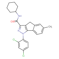 Chemical structure of N-cyclohexyl-1-(2,4-dichlorophenyl)-6-methyl-1H,4H-indeno[1,2-c]pyrazole-3-carboxamide - CSSB00020668182