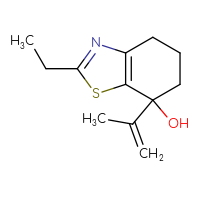 Chemical structure of 2-ethyl-7-(prop-1-en-2-yl)-4,5,6,7-tetrahydro-1,3-benzothiazol-7-ol - CSSB06828603339