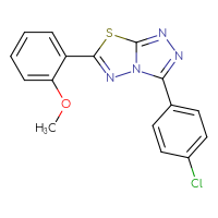 Chemical structure of 3-(4-chlorophenyl)-6-(2-methoxyphenyl)-[1,2,4]triazolo[3,4-b][1,3,4]thiadiazole - CSSB00121637183