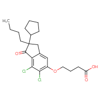 Chemical structure of 4-[(2-butyl-6,7-dichloro-2-cyclopentyl-1-oxo-2,3-dihydro-1H-inden-5-yl)oxy]butanoic acid - CSSB00020615186