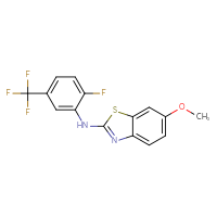 Chemical structure of N-[2-fluoro-5-(trifluoromethyl)phenyl]-6-methoxy-1,3-benzothiazol-2-amine - CSSB00020652163
