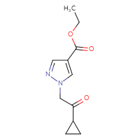 Chemical structure of ethyl 1-(2-cyclopropyl-2-oxoethyl)-1H-pyrazole-4-carboxylate - CSSB21332050216