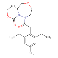 Chemical structure of ethyl 5-[2-(2,6-diethyl-4-methylphenyl)acetyl]-1,4,5-oxadiazepane-4-carboxylate - CSSB00102881375