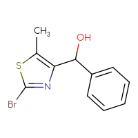 Chemical structure of (2-bromo-5-methyl-1,3-thiazol-4-yl)(phenyl)methanol - CSSB21246482815
