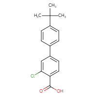 Chemical structure of 4'-tert-butyl-3-chloro-[1,1'-biphenyl]-4-carboxylic acid - CSSB00020631453