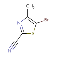Chemical structure of 5-bromo-4-methyl-1,3-thiazole-2-carbonitrile - CSSB00010114289