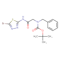 Chemical structure of tert-butyl N-benzyl-N-{[(5-bromo-1,3,4-thiadiazol-2-yl)carbamoyl]methyl}carbamate - CSSB02495400340