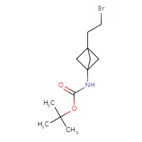 Chemical structure of tert-butyl N-[3-(2-bromoethyl)bicyclo[1.1.1]pentan-1-yl]carbamate - CSSB15237525200