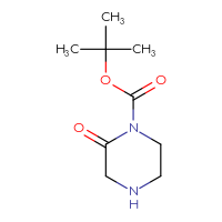 Chemical structure of tert-butyl 2-oxopiperazine-1-carboxylate - CSSB00010176030